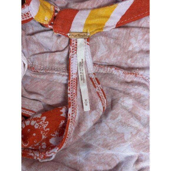 FREE PEOPLE Women’s Medium Orange Midsummer's Day Printed Halter Tank Tunic Top - Picture 5 of 9